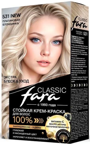 Краска для волос Fara (Фара) Classic, тон 531 - Платиновая блондинка