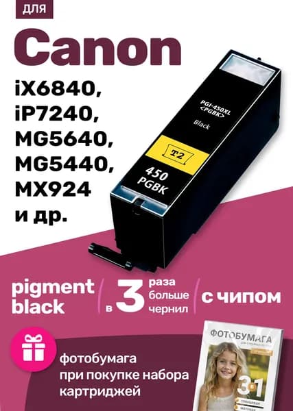 Картридж к Сanon PIXMA iX6840 iP7240 MG5640 MG5440 MX924 MG5540 MG6440 MG7140 MG6340 MG7540 iP8740 и др., Кэнон, заправляемый, для принтера, черный пигментный (pigment black), увеличенный, 1 шт.
