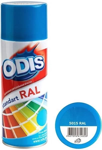 Краска аэрозольная акриловая ODIS standart RAL 5015 небесно-синий 450мл