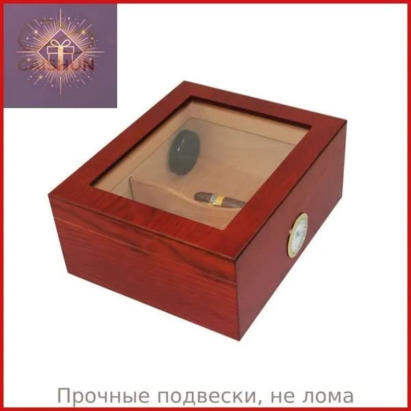 Хьюмидор из кедрового дерева, для сигар большой емкости на 50 шт, панорамный люк в крыше, ящик хранения, небольшой бытовой набор курения,Красновато-коричневый