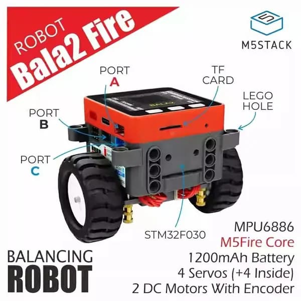 M5Stack BALA2Fire Maker Smart Car Balance Автомобильный робот с ПИД-контролем