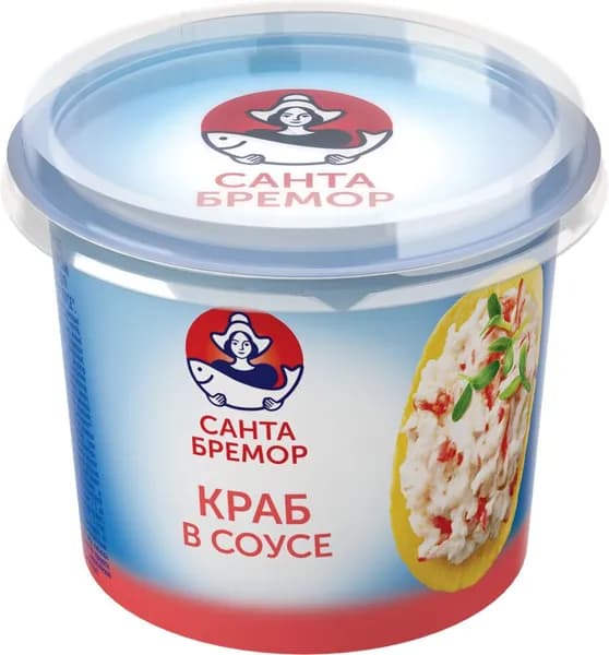 Паста рыбная САНТА БРЕМОР Краб в сливочном соусе с мясом крабовым (имитация), 150г 4 шт.