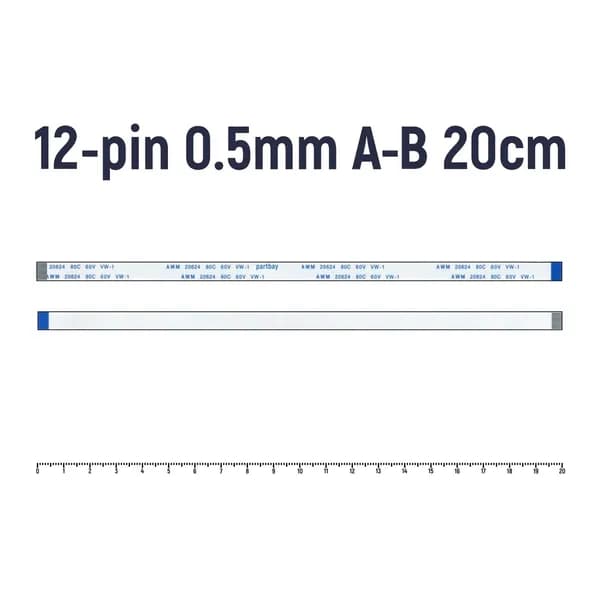 Шлейф кнопки включения для ноутбука Lenovo ThinkPad L510 L520 FFC 12-pin Шаг 0.5mm Длина 20cm Обратный A-B AWM 20624 80C 60V VW-1