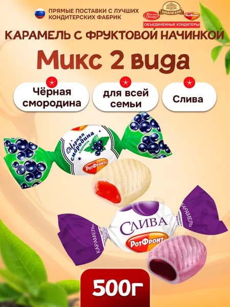 Карамель Рот Фронт, МИКС Черная смородина и Слива 500г
