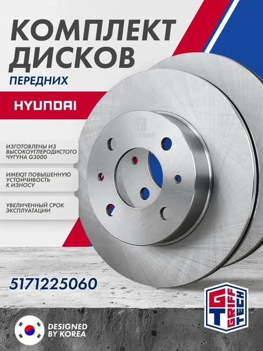 Тормозные диски передние Hyundai Accent 2 шт