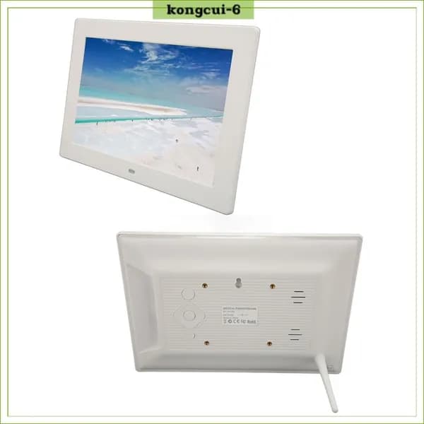 10 Inch Digital Photo Frame, Поддерживает мультимедийный контент и дистанционное управление, для улучшения интерьера Белый британский стандарт