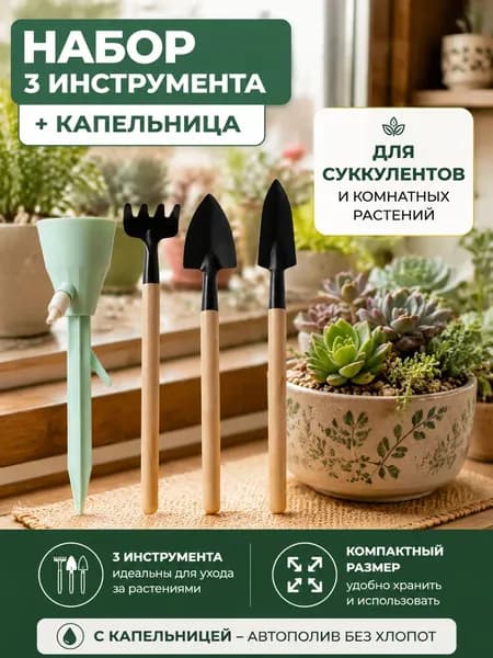 Мини-садовый набор 3 предмета прочный для комнатных растений суккулентов