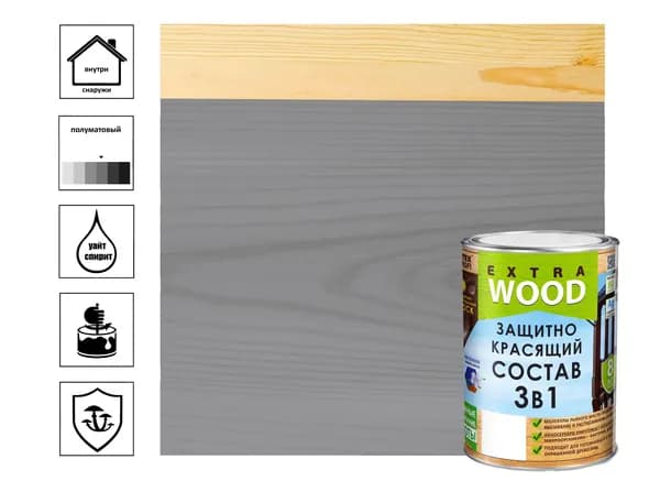 Состав защитно-красящий Farbitex Wood Extra Карелия 3в1 для древесины, скандинавия, 0.75 л