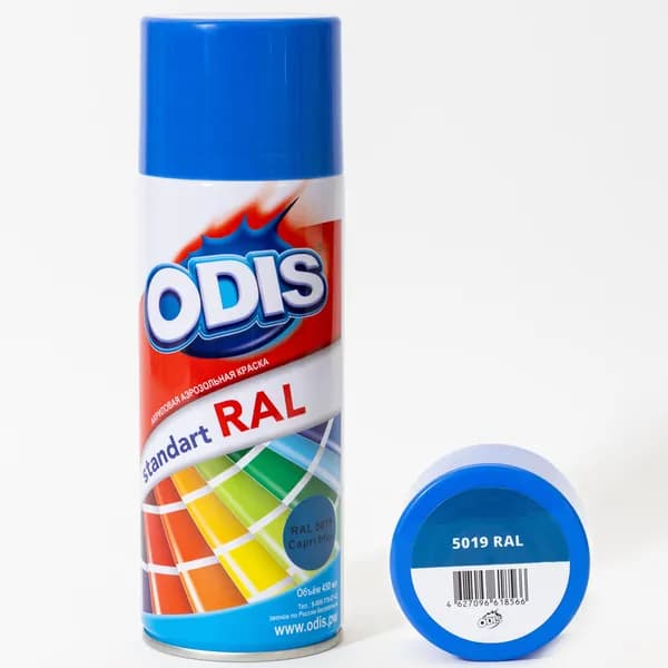 Краска аэрозольная акриловая ODIS standart RAL 5019 капри синий 450мл
