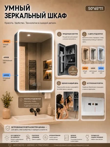 Тумба для ванной,, 50х11х65 см