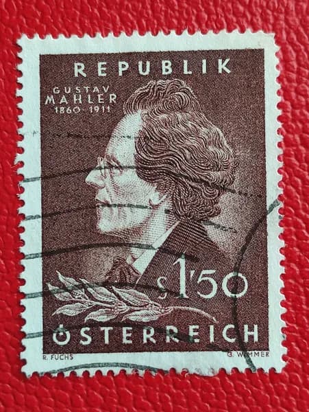 Марки Австрия 1960. Серия: "100-летие со дня рождения Густава Малера". Гашение - См фото
