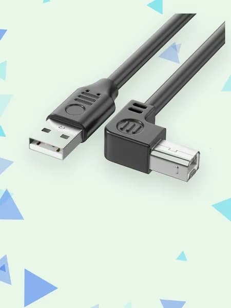 Длинный USB-кабель для принтера и сканера с фольгированным экранированием, 0.3m - Согните влево