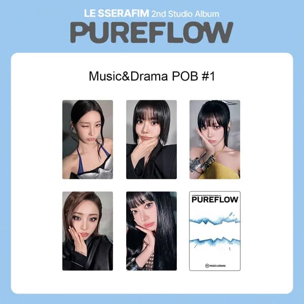 Карточки LESSERAFIM Фотокарточки PUREFLOW k-pop карточки коллекционные 54 * 86 мм 5 шт