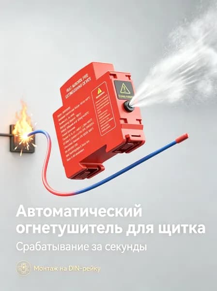 Автономная установка аэрозольного пожаротушения, автоматический огнетушитель для автомобиля, электрощита и ИБП, крепление на DIN-рейку, термоактивирующийся, 10г