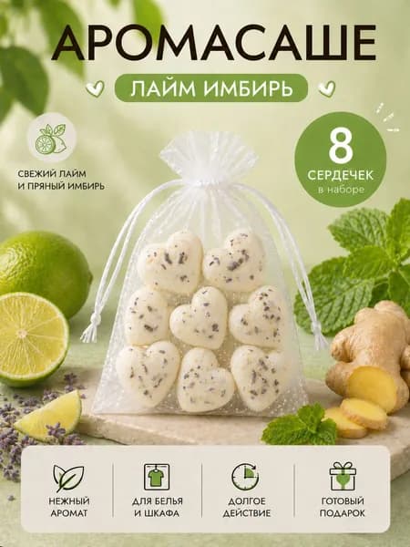Саше для шкафа ароматическое 8 шт, Лайм&Имбирь, ARANTA
