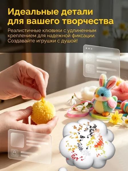 Крючок для игрушек с винтовой головкой7*15 мм / Крючок для игрушек, рукоделия и творческих проектов