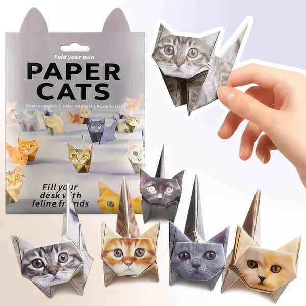 DIY набор оригами кошки, Greatunes 50 листов - 3D бумажные коты для сборки, творческий набор для детей и взрослых, декор для стола, подарок любителям животных и рукоделия