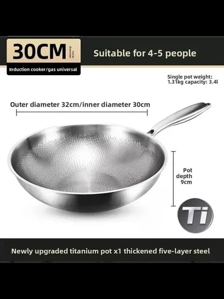 Титановый вок 30см, серебряный
