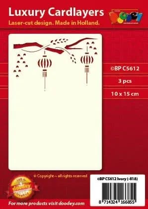 Подложка для открытки A6 "oriental branche and lampions" (10.5 х 14.85 см.) / Doodey, артикул BPC5612