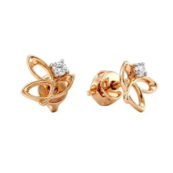 Серьги Бабочка женские с фианитами из красного золота 585 пробы 585GOLD
