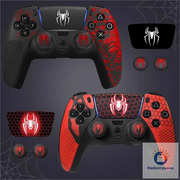 Противоскользящая оболочка контроллера для PS5, Аксессуары, Силиконовый чехол-накладка с колпачками для большого пальца и наклейкой на сенсорную панель, 2 упаковки-lx