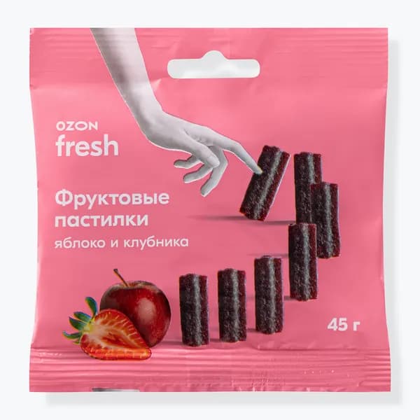 Фруктовые пастилки Яблоко и клубника 45 г, Ozon fresh