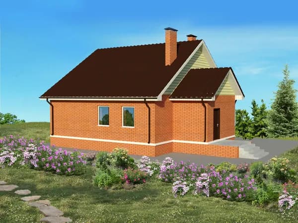 93,75 м2 - Проект для ипотеки и строительства дома 11-0035А (12,08*9,35 м, газобетонный блок 400 мм, облицовочный кирпич)