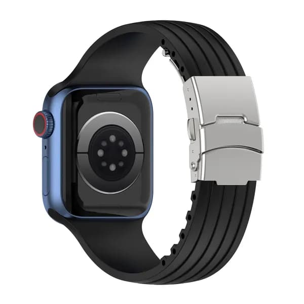 Мягкий силиконовый ремешок для Apple Watch Ultra 2 44мм 49мм 42мм 45мм, металлический ремешок для iWatch 9 8 7 6 5 4 3 SE