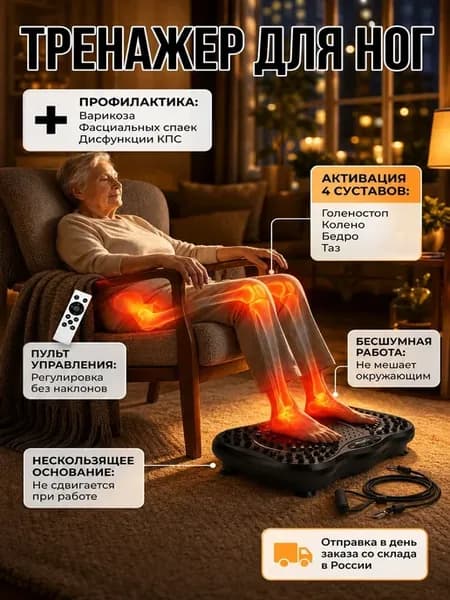 Компактный тренажёр для ног под столом, 99 скоростей