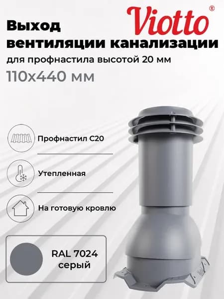 Выход вентиляции канализации D110 для профнастила С20