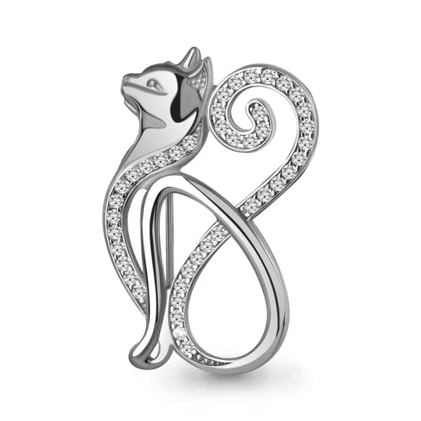 Серебряная брошь DIAMANT-ONLINE с фианитом 925 пробы