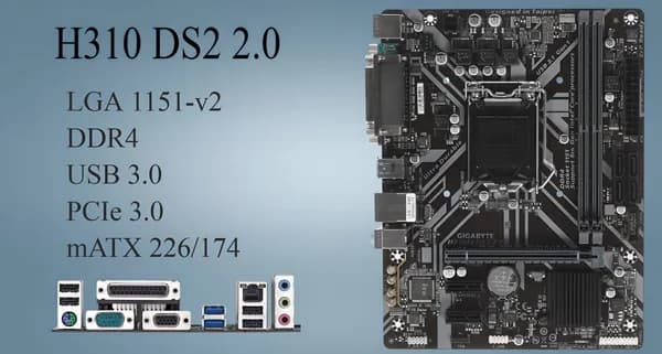 Gigabyte H310M DS2 2.0 LGA 1151V2/Socket1151v2/Процессор1151v2/Сокет1151v2, LGA 1151, LGA 1151v2, DDR4, Материнская плата