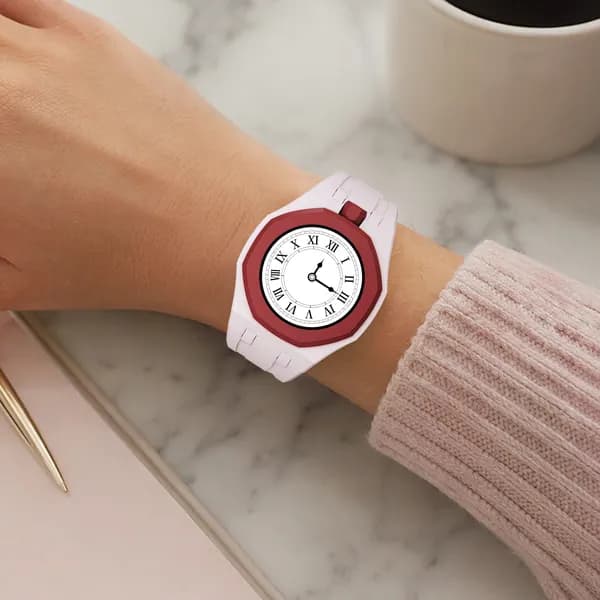 Ремешок для часов Swatch x Royal Pop из биокерамики и силикона, розовый, крепление в 12 часов