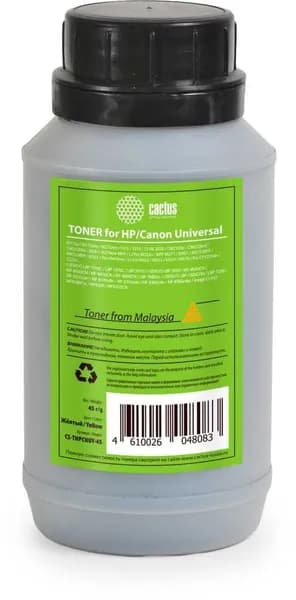 Тонер Cactus CS-THPCHUY-45 желтый флакон 45гр. HP Color Universal для принтера