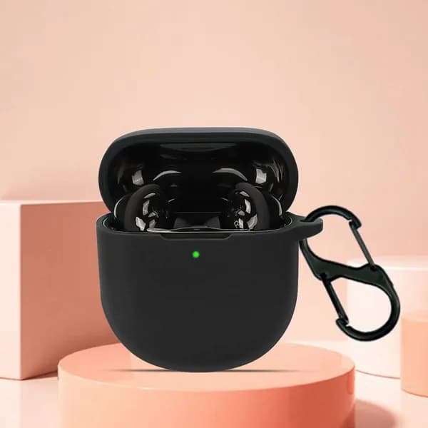 Чехол из жидкого силикона для наушников Bose QuietComfort Earbuds II с металлическим крючком
