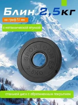 Диск 2,5 кг обрезиненный на гриф 51мм