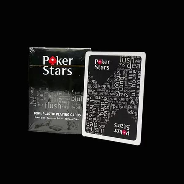 Карты игральные пластиковые "Poker Stars" с черной и красной рубашкой - Набор 1 колоды для покера