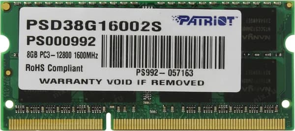 Patriot Memory Оперативная память DDR3, 1600 МГц, 1 x 8 ГБ (PSD38G16002S)