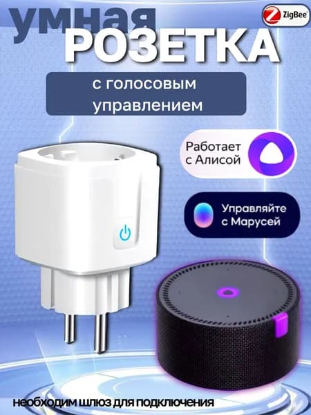 Смарт-розетка Tuya Zigbee, ЕС смарт-розетка с мониторингом мощности, голосовым управлением через Alexa Google Home Яндекс Алисы