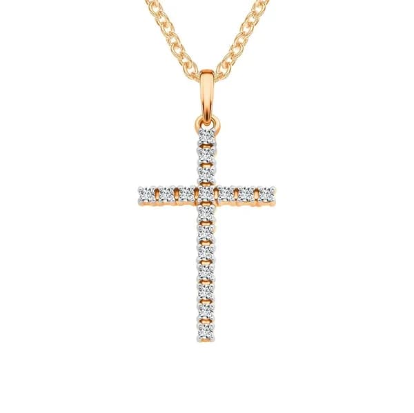 Подвеска на шею с фианитами из красного золота 375 пробы 585GOLD