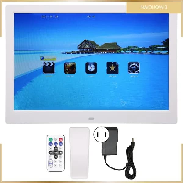 LCD фоторамка, 13 дюймов, высокое разрешение и функции видеопроигрывателя, для наслаждения любимыми моментами Белый европейский стандарт