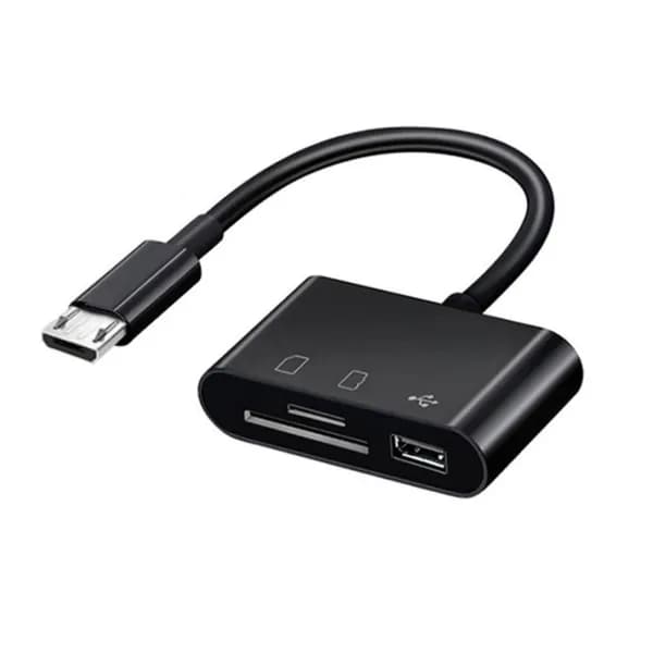 (1 шт.) Многофункциональный кардридер 3-в-1 (USB/TF/SD, Micro), черный