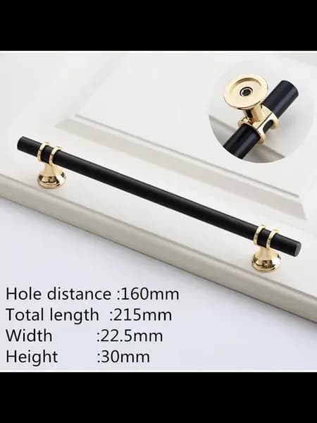Ручки для шкафов черные золотые, 160mm