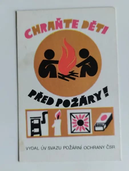 Карманный календарик. Чехословакия. 1982 год. Защитите детей от пожаров