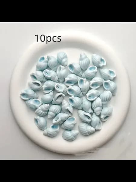 Бусины ракушки пластик набор 10 шт Голубой, Light Blue