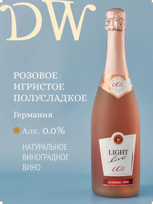 Шампанское розовое безалкогольное Германия 0,0%