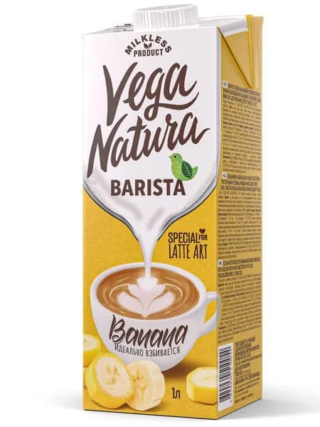 Растительное молоко Vega Natura BARISTA Banana 0,8% Банановое на соевом молоке, 3 л (3 шт.)