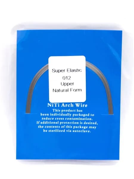 Дуга ортодонтическая NiTi круглая 012, верхняя, SuperElastic Natural A-quality, 10 шт