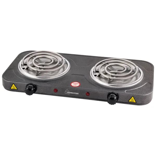 Электроплитка Homestar HS-1105 черная 2-х конфорочная (спиральный ТЭН) 1.0 кВт, 140мм