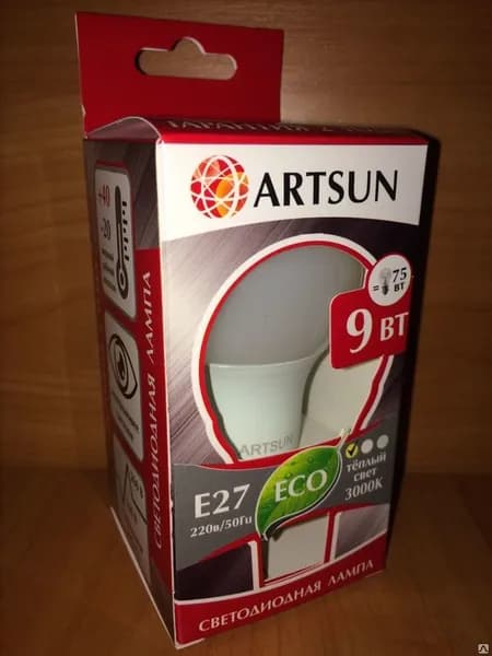 Лампа светодиодная ГРУША ARTSUN LED A60 10W E27 3000K (теплый дневной свет)